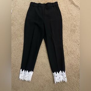 Zara black tailor cropped lace trousers